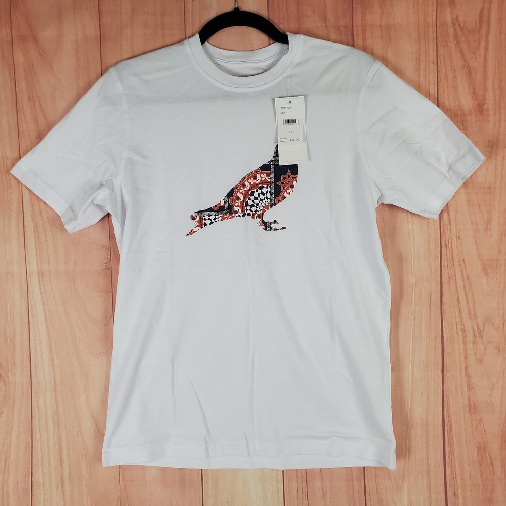 Staple T Shirt Mens XS‎ White Graphic Pigeon Bandana Print Logo Cotton Outdoor